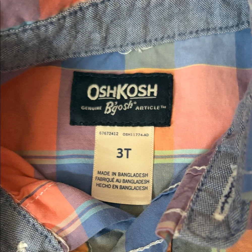 OshKosh B'gosh Vibrant Plaid Button Down Shirt Size 3T